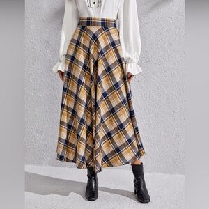Emery Rose Plaid A-Line Midi Skirt – Women’s Medium – Classic & Flowy